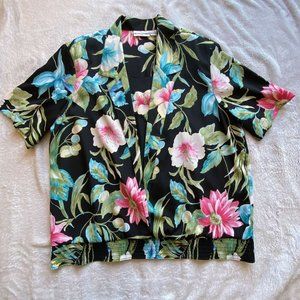 Alfred Dunner Womens Size 18 Tropical Print Blouse Black Bright Multicolors